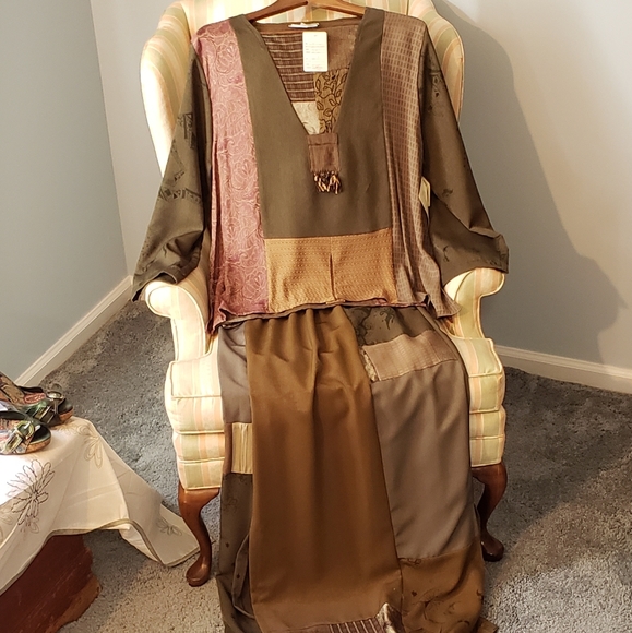 Vintage Art to Wear 80's Lagenlook Bohemian Donna Jessica Hand Printed One size - Picture 4 of 15